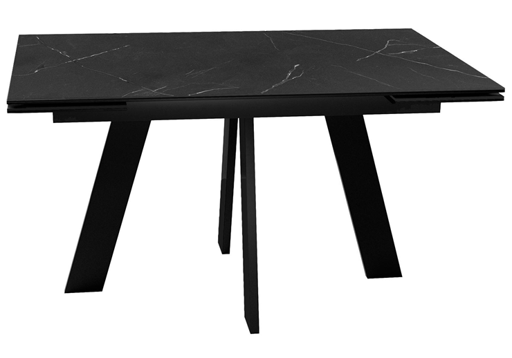 Кухонный стол раскладной DikLine SKM140 Керамика Черный мрамор/подстолье черное/опоры черные (2 уп.) в Батайске - изображение 2