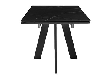 Кухонный стол раскладной DikLine SKM140 Керамика Черный мрамор/подстолье черное/опоры черные (2 уп.) в Батайске - предосмотр 1