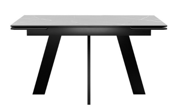 Кухонный раздвижной стол DikLine SKM140 Керамика серый мрамор/подстолье черное/опоры черные (2 уп.) в Батайске - изображение 3