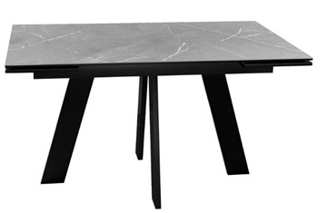 Кухонный раздвижной стол DikLine SKM140 Керамика серый мрамор/подстолье черное/опоры черные (2 уп.) в Шахтах