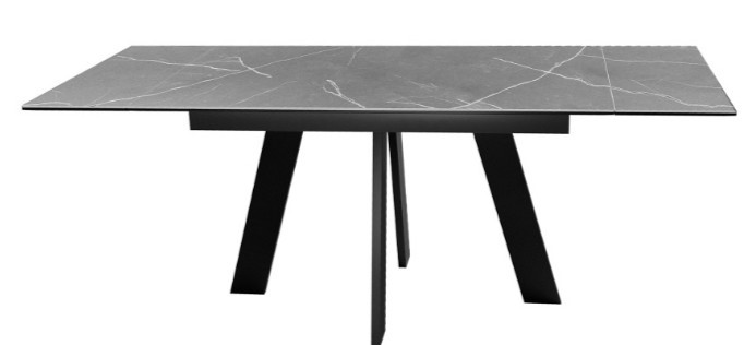 Кухонный раздвижной стол DikLine SKM140 Керамика серый мрамор/подстолье черное/опоры черные (2 уп.) в Батайске - изображение 4