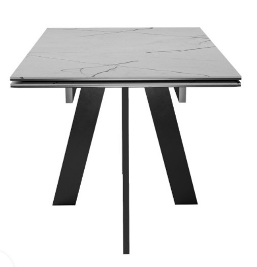 Кухонный раздвижной стол DikLine SKM140 Керамика серый мрамор/подстолье черное/опоры черные (2 уп.) в Батайске - изображение 5