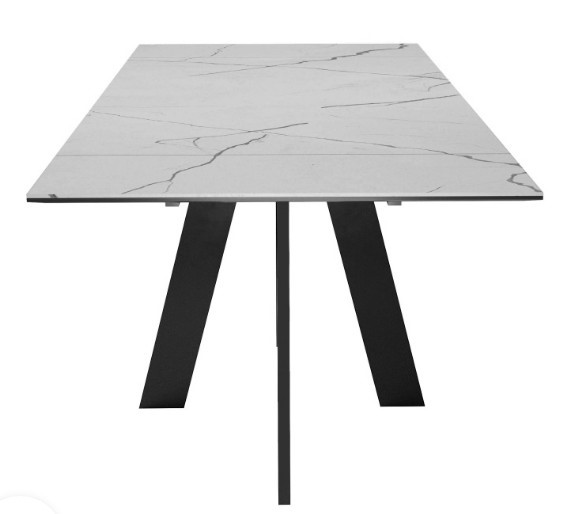 Кухонный раздвижной стол DikLine SKM140 Керамика серый мрамор/подстолье черное/опоры черные (2 уп.) в Батайске - изображение 6
