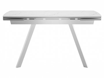 Кухонный стол раздвижной Dikline US120 Стекло мрамор белый сатин/ножки белые в Таганроге - предосмотр 1