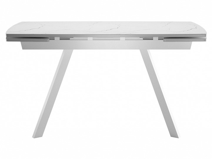 Кухонный стол раздвижной Dikline US120 Стекло мрамор белый сатин/ножки белые в Шахтах - изображение 1