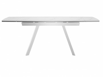 Кухонный стол раздвижной Dikline US120 Стекло мрамор белый сатин/ножки белые в Таганроге - предосмотр 3