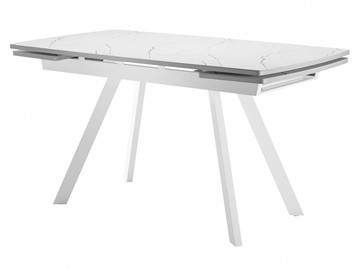 Кухонный стол раздвижной Dikline US120 Стекло мрамор белый сатин/ножки белые в Таганроге - предосмотр