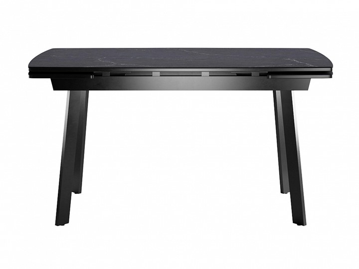 Кухонный раскладной стол Dikline US140 Стекло мрамор черный сатин/ножки черные в Шахтах - изображение 1