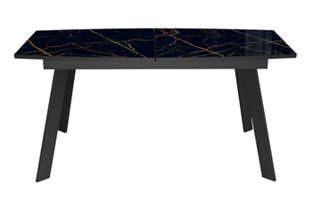 Кухонный стол раздвижной Dikline XLS160 мрамор черный глянец/ножки черные в Шахтах - предосмотр 2