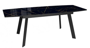 Кухонный стол раздвижной Dikline XLS160 мрамор черный глянец/ножки черные в Шахтах - предосмотр 3