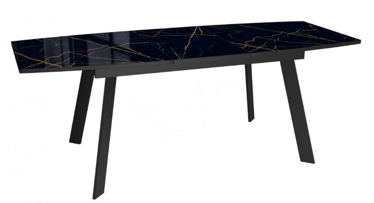 Кухонный стол раздвижной Dikline XLS160 мрамор черный глянец/ножки черные в Таганроге - изображение 3