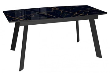 Кухонный стол раздвижной Dikline XLS160 мрамор черный глянец/ножки черные в Шахтах - предосмотр