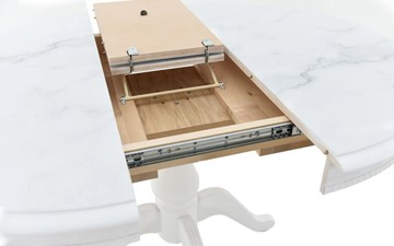 Кухонный раскладной стол Фабрицио-1 Glass, Круг 1000, фотопечать (Мрамор 11) в Шахтах - предосмотр 4