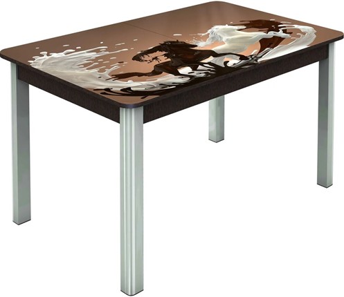Кухонный стол раскладной Гамбург исп.1 ноги метал. крашеные №23, Фотопечать (Кофе №18) в Шахтах - изображение