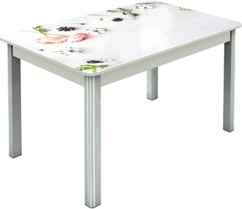 Кухонный стол раскладной Гамбург исп.2 ноги метал. крашеные №23, Фотопечать (Цветы №31) в Шахтах