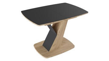 Кухонный раздвижной стол Гарда тип 1, цвет Дуб крафт золотой/Стекло матовое черный графит в Шахтах