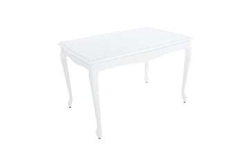 Кухонный стол раздвижной Кабриоль GLASS 1200х800, (Тон 9 - Эмаль белая + Белое стекло) в Шахтах