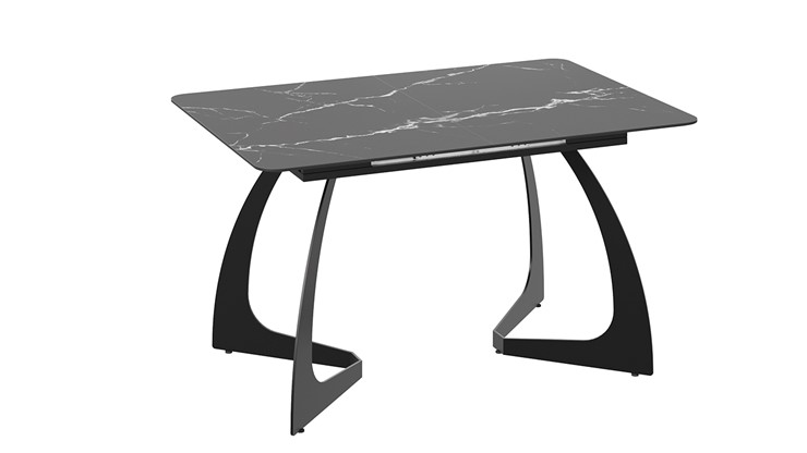 Раздвижной стол Конкорд Тип 2 (Черный муар/Стекло матовое черный мрамор) в Шахтах - изображение 2