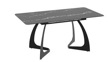 Раздвижной стол Конкорд Тип 2 (Черный муар/Стекло матовое черный мрамор) в Шахтах - предосмотр 3