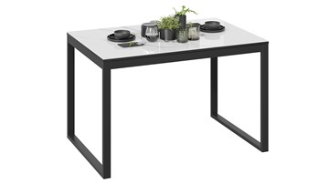Раздвижной стол Маркус Тип 1 (Черный муар, Стекло белый мрамор) в Шахтах