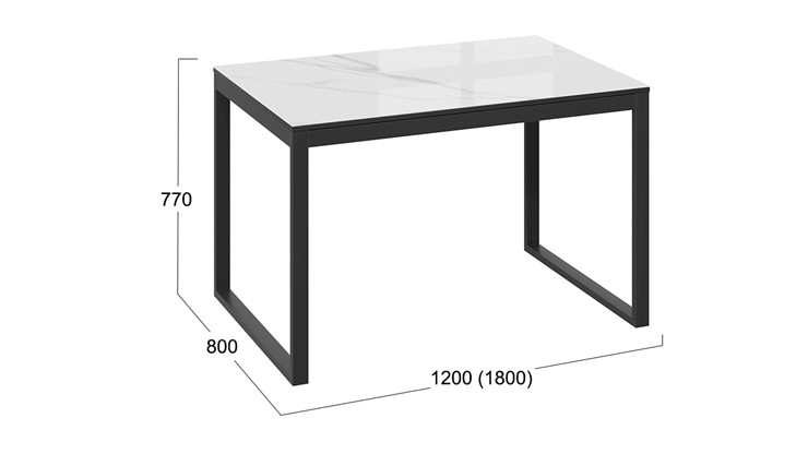 Раздвижной стол Маркус Тип 1 (Черный муар, Стекло белый мрамор) в Шахтах - изображение 4