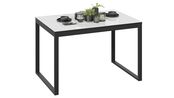 Раздвижной стол Маркус Тип 1 (Черный муар, Стекло белый мрамор) в Шахтах - изображение