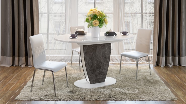 Кухонный раздвижной стол Монреаль тип 1 (Белый глянец/Моод темный) в Шахтах - изображение 2
