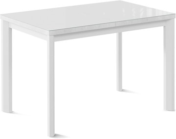 Обеденный раздвижной стол Нагано-2G (ноги металлические белые, стекло cristal/белый цемент) в Ростове-на-Дону