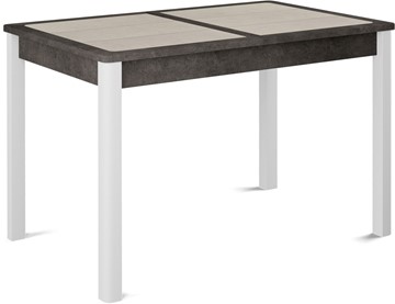 Обеденный раздвижной стол Ницца-1 ПЛ (ноги белые, плитка бежевая/серый камень) в Шахтах