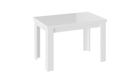 Кухонный стол раздвижной Норман тип 1, цвет Белый/Стекло белый глянец в Таганроге - изображение