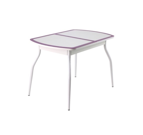 Кухонный стол раскладной ПГ-01 СТК, белый/фиолетовый/крокодил белый/белый в Шахтах - изображение 1