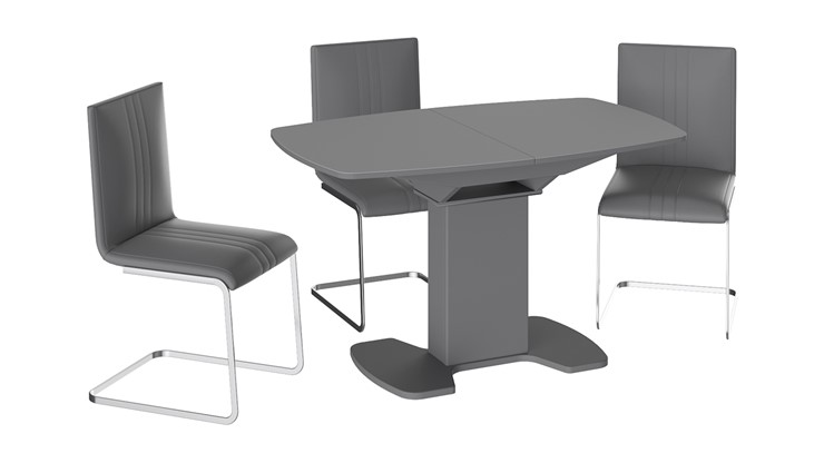 Обеденный раздвижной стол Портофино (СМ(ТД)-105.02.11(1)), цвет Серое/Стекло серое матовое LUX в Шахтах - изображение 2
