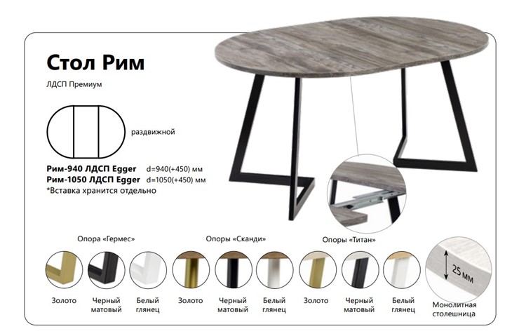 Кухонный раскладной стол Рим ЛДСП 940 в Шахтах - изображение 1