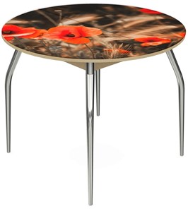 Раздвижной стол Ривьера - Круг, ноги метал. крашеные №24, ФП (Цветы №38) в Шахтах