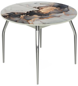 Кухонный стол раздвижной Ривьера - Круг, ноги метал. крашеные №24, ФП (Мрамор №19) в Шахтах