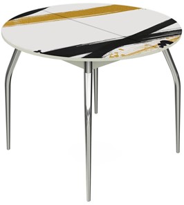 Кухонный раскладной стол Ривьера - Круг, ноги метал. крашеные №24, ФП (Текстура №77) в Шахтах