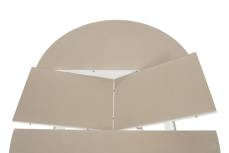 Кухонный раздвижной стол Ривьера исп. круг хром №5 (стекло белое/черный) в Таганроге - изображение 4