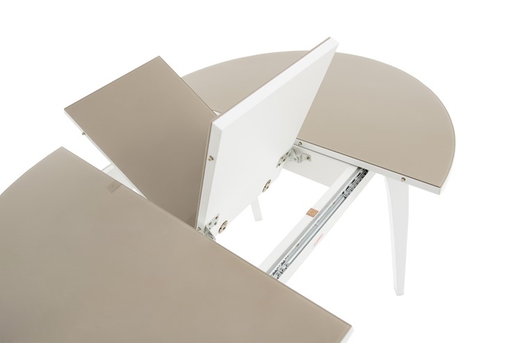 Кухонный раздвижной стол Ривьера исп. круг хром №5 (стекло белое/черный) в Батайске - изображение 5