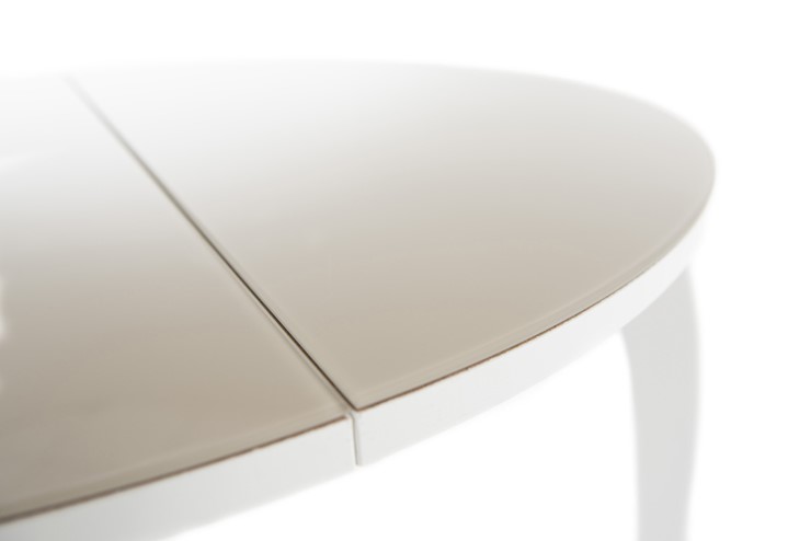 Кухонный раздвижной стол Ривьера исп. круг хром №5 (стекло белое/черный) в Шахтах - изображение 6