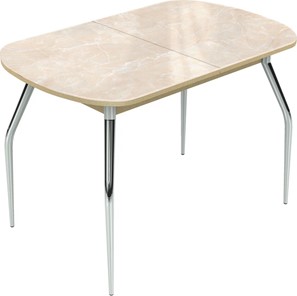 Кухонный стол раздвижной Ривьера исп.2 ноги метал. крашеные №24 Фотопечать (Мрамор №6) в Шахтах