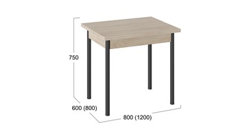 Кухонный раздвижной стол Родос тип 2 с опорой d40 (Черный муар/Дуб Сонома) в Таганроге - предосмотр 2