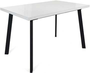 Кухонный стол раздвижной Сальвадор-1G (ноги черные, стекло cristal/белый цемент) в Шахтах