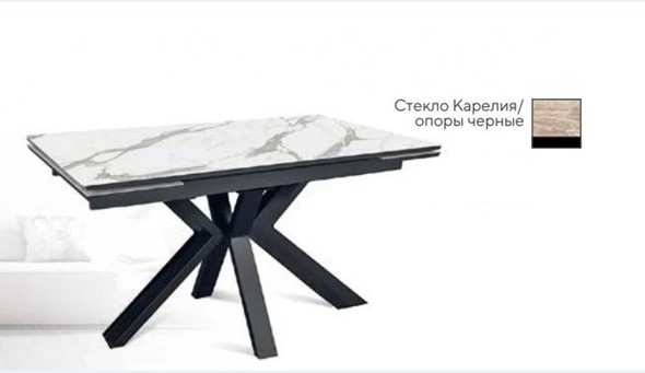 Раздвижной стол SFE 140, керамика карелия мрамор/ножки черные в Таганроге - изображение