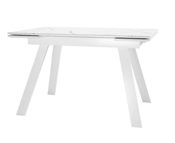 Раздвижной стол SKL 140, керамика белый мрамор/подстолье белое/ножки белые в Батайске - предосмотр 1