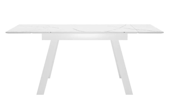 Раздвижной стол SKL 140, керамика белый мрамор/подстолье белое/ножки белые в Батайске - изображение 2