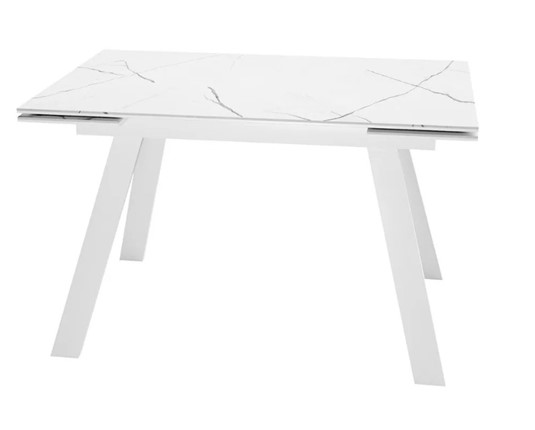 Раздвижной стол SKL 140, керамика белый мрамор/подстолье белое/ножки белые в Шахтах - изображение