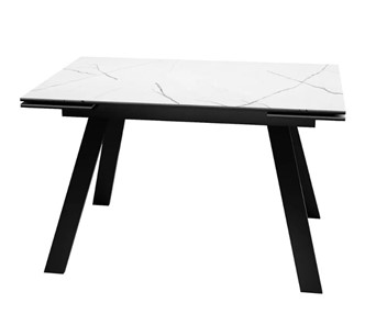 Раздвижной стол SKL 140, керамика белый мрамор/подстолье черное/ножки черные в Батайске - предосмотр