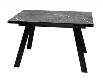 Кухонный раздвижной стол SKL 140, керамика черный мрамор/подстолье черное/ножки черные в Батайске - предосмотр