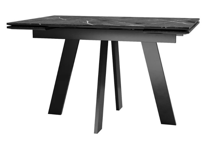 Раздвижной стол SKM 120, керамика черный мрамор/подстолье черное/ножки черные в Таганроге - изображение 1