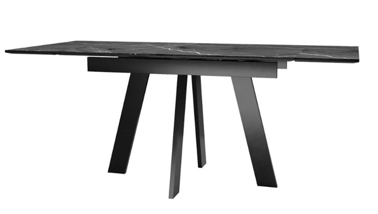Раздвижной стол SKM 120, керамика черный мрамор/подстолье черное/ножки черные в Таганроге - изображение 3